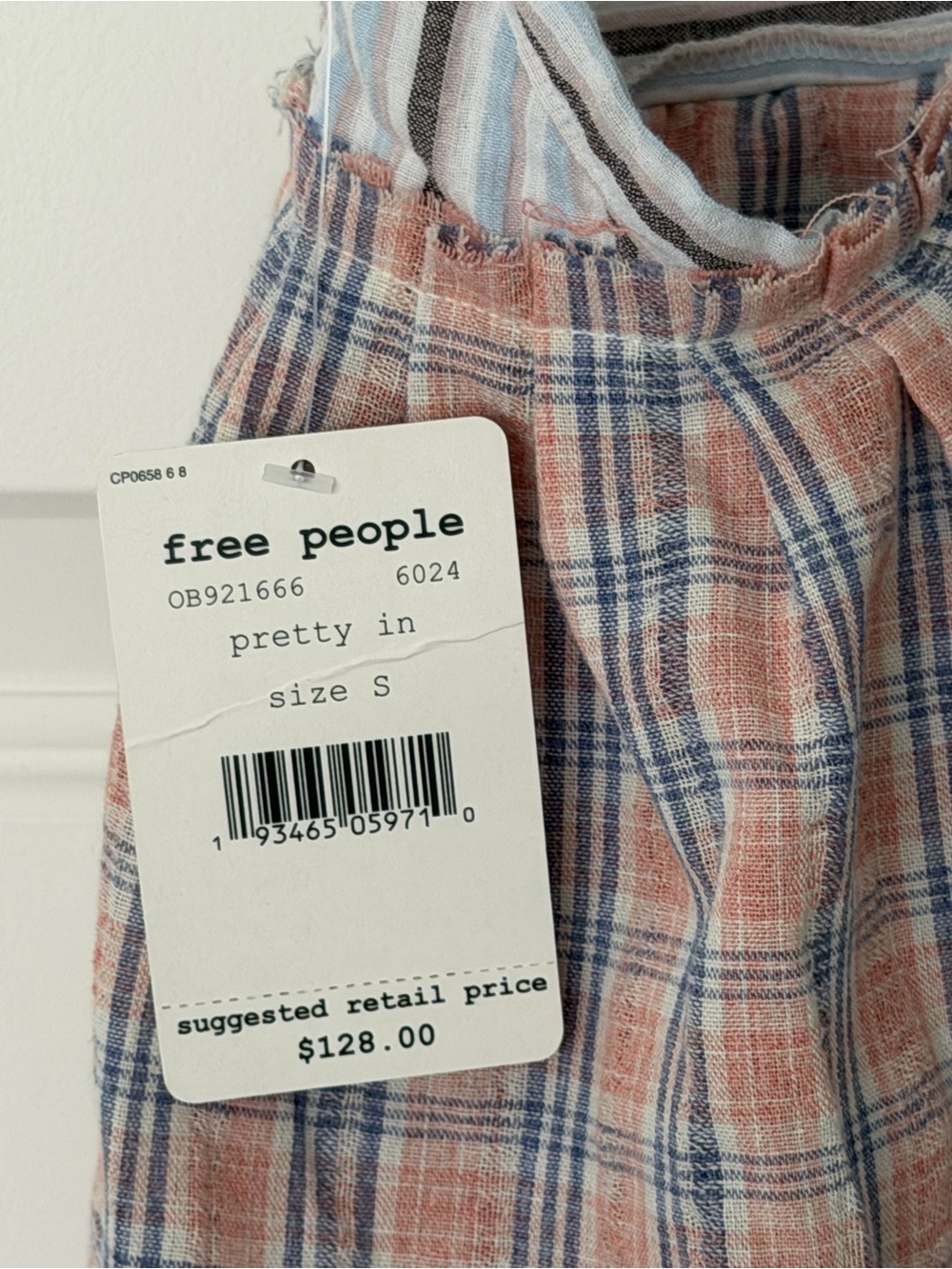 FREE PEOPLE Color Theory Pretty in Pink Plaid Midi Dress NWT sz S - Picture 7 of 7